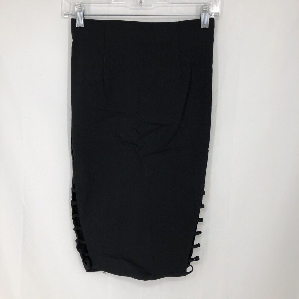 Haute Monde Black Pencil Stretch Straight Ladder Cutout Midi Skirt Small
